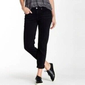 VINCE Mason Black Slim Skinny Relaxed Rolled Jeans